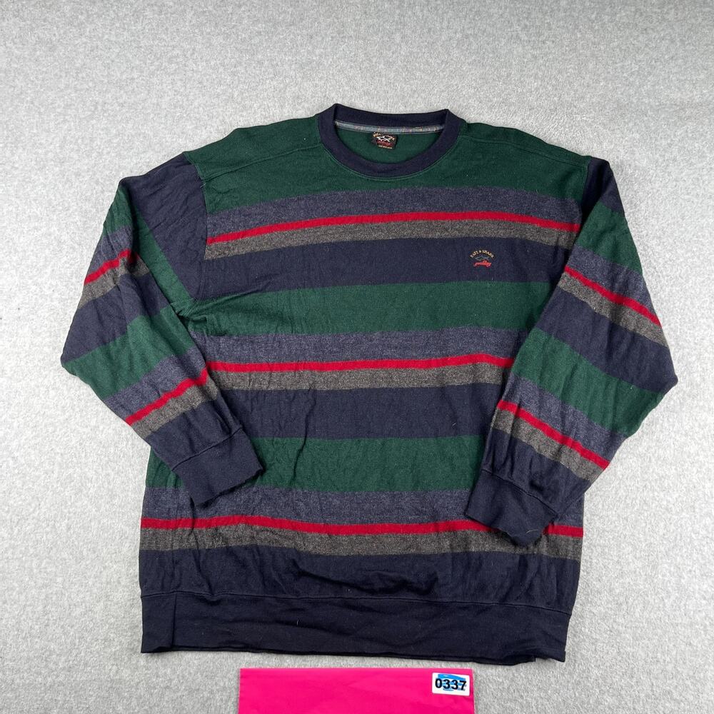 Paul & Shark Yachting Sweater Large Wool MultiColor Long Sleeve Embroidered Logo